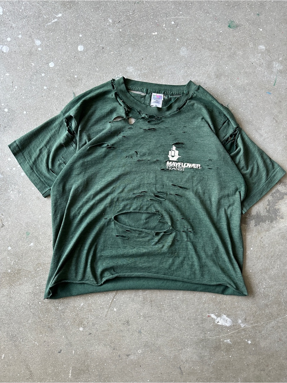 Mayflower Transit Distressed Green Graphic Tee